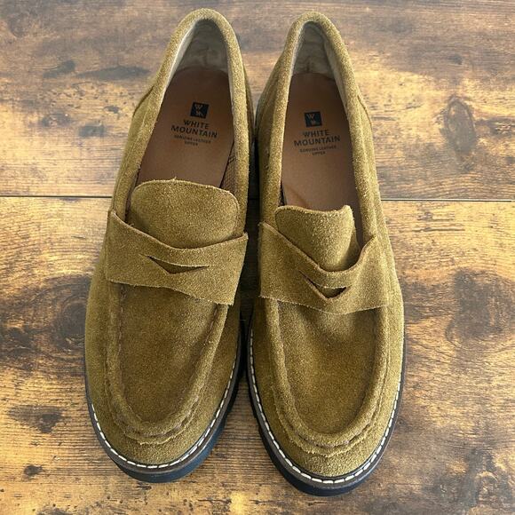 90s White Mountain Gunner Chunky Loafers Brown Suede Leather Shoes Women's 8.5 - Picture 4 of 9